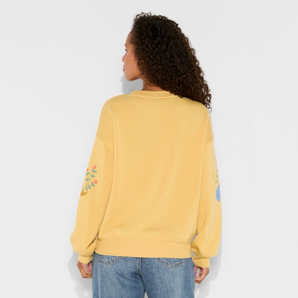 Women's Winnie Fleece Graphic Pullover Sweatshirt - Mustard Yellow X-Small - Picture 3 of 10